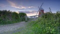 Halnaker windmill spring sunset, near Chichester in the South Downs National Park Royalty Free Stock Photo