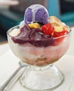 Halo-halo dessert, or shaved ice with fruit and sweets Royalty Free Stock Photo