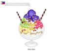 Halo Halo or Filipino Shaved Ice with Milk and Fruits Royalty Free Stock Photo
