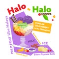 Halo Halo. Traditional Shaved Ice, Milk with Various Fruits and Beans Royalty Free Stock Photo