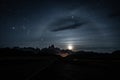 Halo moon on mount Fitz Roy Royalty Free Stock Photo