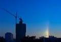 Halo over the city in the frosty winter morning Royalty Free Stock Photo