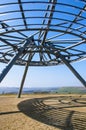 This is a public artwork called the Halo which is made of steel pipes and it is situated high on the Moors