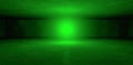 A halo of a visible ball of green light hangs in space, reflecting on the surface of the concrete walls. A soul that has just