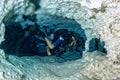 Halocline effect while diving in cenotes cave in Mexico Royalty Free Stock Photo