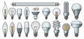 Halogen bulb color vector set icon. Illustration of isolated color icon halogen of light lamp. Isolated set electric and