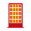 Halogen electric heater red appliance vector icon. Warm glowing floor lamp radiator isolated white