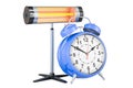 Halogen or infrared heater with alarm clock, 3D rendering Royalty Free Stock Photo