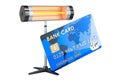 Halogen or infrared heater with credit card. 3D rendering Royalty Free Stock Photo