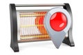 Halogen or infrared heater with map pointer. 3D rendering Royalty Free Stock Photo