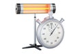 Halogen or infrared heater with stopwatch, 3D rendering Royalty Free Stock Photo