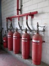 Halon 1301 cylinders. Fire extinguisher system Royalty Free Stock Photo