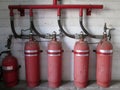 Halon 1301 cylinders. Fire extinguisher system Royalty Free Stock Photo