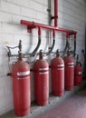 Halon 1301 cylinders. Fire extinguisher system Royalty Free Stock Photo