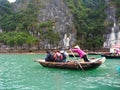 Halong Bay - Floating Fishing Village, row boat experience Royalty Free Stock Photo