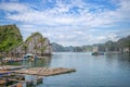 Halong Bay floating village Vietnam Royalty Free Stock Photo