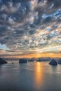Halong bay at sunset Royalty Free Stock Photo
