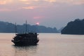 Halong Bay at sunset, Vietnam Royalty Free Stock Photo