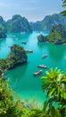 Halong bay unesco world heritage with limestone islands and emerald waters in vietnam