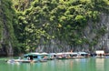 Halong Bay, Vietnam floating village Royalty Free Stock Photo