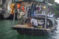 Halong bay traditional fishing boats, UNESCO world natural heritage, Vietnam. Tourist cruise ships sailing among limestone Royalty Free Stock Photo