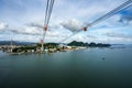 Halong city aerial view with Bai Chay bridge in Quang Ninh province, Vietnam Royalty Free Stock Photo