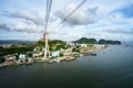 Halong city aerial view with Bai Chay bridge in Quang Ninh province, Vietnam Royalty Free Stock Photo