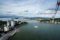 Halong city aerial view with Bai Chay bridge in Quang Ninh province, Vietnam Royalty Free Stock Photo