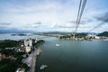 Halong city aerial view with Bai Chay bridge in Quang Ninh province, Vietnam Royalty Free Stock Photo