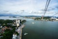 Halong city aerial view with Bai Chay bridge in Quang Ninh province, Vietnam Royalty Free Stock Photo