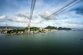 Halong city aerial view with Bai Chay bridge in Quang Ninh province, Vietnam Royalty Free Stock Photo