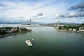 Halong city aerial view with Bai Chay bridge in Quang Ninh province, Vietnam Royalty Free Stock Photo