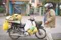 Halong city, Vietnam mar 13:: fruit mobile food shop on motorcyc