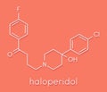 Haloperidol antipsychotic neuroleptic drug molecule. Skeletal formula.