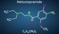 Haloperidol molecule, is antipsychotic medication. Structural chemical formula and molecule model