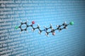 Haloperidol scientific molecular model, 3D rendering