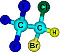 Halothane molecular structure isolated on white