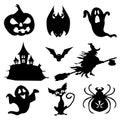 Haloween icons set in black Royalty Free Stock Photo