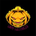happy Halloween pumpkin head with dark art style