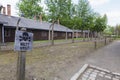 Halt sign and the protection fences from Birkenau concentration camp complex