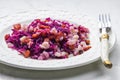 halusky with bacon and red cabbage Royalty Free Stock Photo