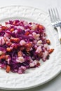 halusky with bacon and red cabbage Royalty Free Stock Photo