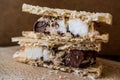 Halva ice cream sandwich / Kagit helva arasi dondurma. Royalty Free Stock Photo