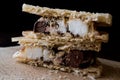 Halva ice cream sandwich / Kagit helva arasi dondurma. Royalty Free Stock Photo