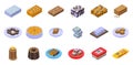 Halva icons set isometric vector. Almond chalva Royalty Free Stock Photo