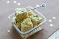 Halva pistachio on wooden table