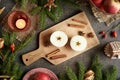 Halved apple with a star in the middle, with Christmas decoration Royalty Free Stock Photo