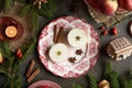 Halved apple with a star in the middle at Christmas, top view Royalty Free Stock Photo
