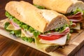 Halved Baguette Sub Sandwich Closeup Royalty Free Stock Photo