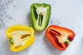 Halved bell pepper with white background